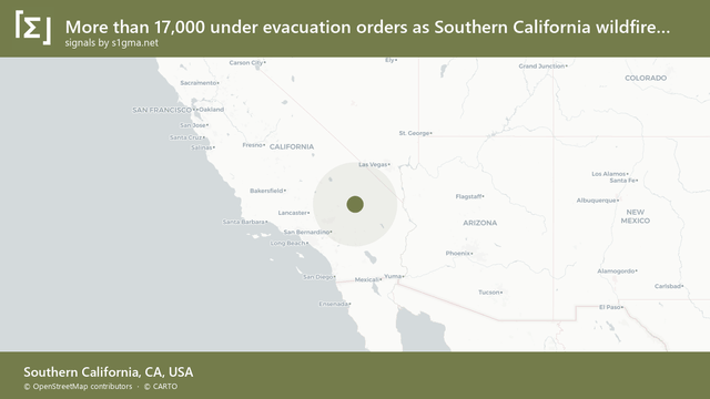 Southern California wildfire signal — animated pulse map